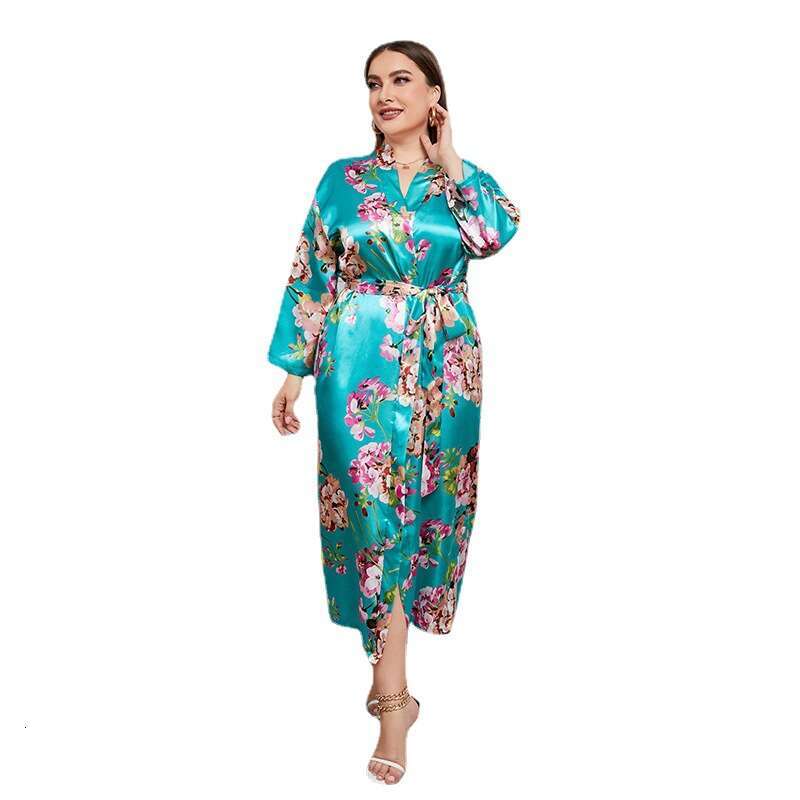 Japanese style oversized womens faux silk satin long sleeved pamas chubby mm can be worn at home