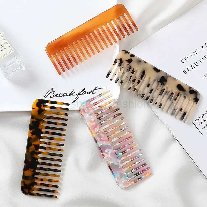 Wide Teeth Acetate Hair Combs Anti-static Massage Hair Brush Hairdressing Colorful Hairdress Salon Styling Traveling AccessoriesCL240727