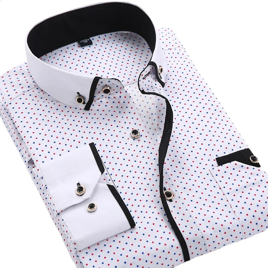 Quality Big Size 5XL Men Dress Shirt Arrival Long Sleeve Slim Fit Button Down Collar Printed Business Social Mens Shirts 240726