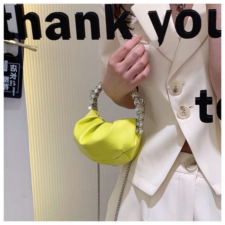 Chic Diamond-studded Handbag for Gala Events Sleek Foldover Design Crossbody Style