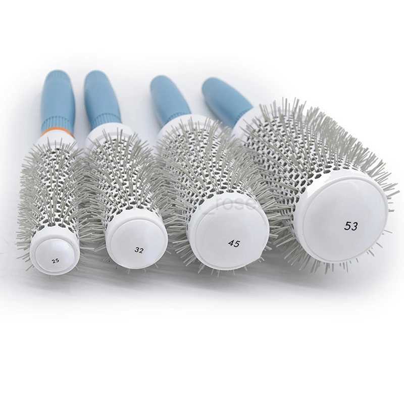 Hair Comb Professional Salon Hair Brush Hair Styling Hairbrush Hairdressing Comb Round Curly Hair Rollers Tools BlueM240727