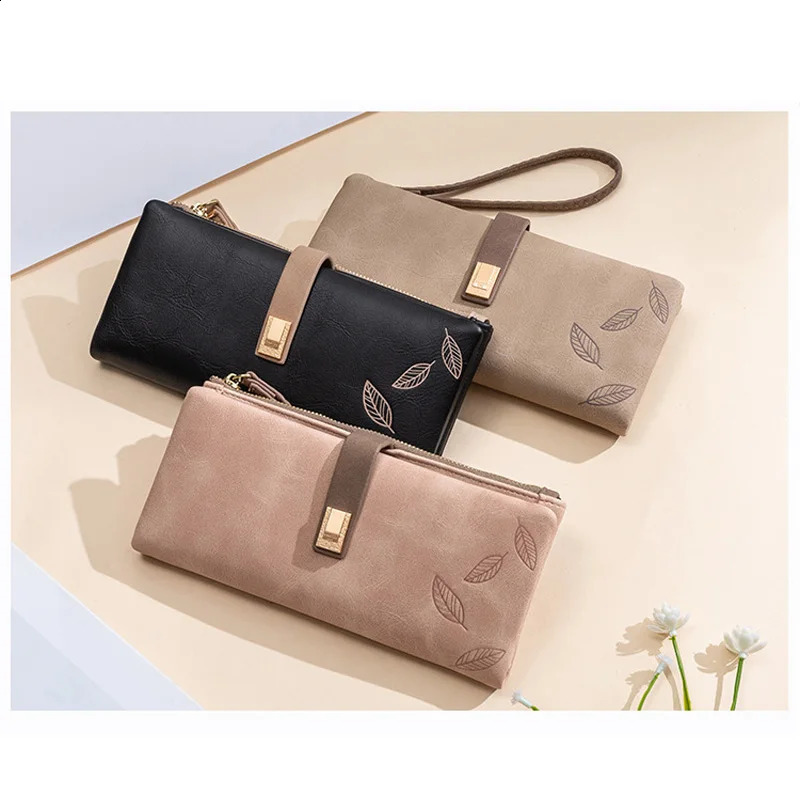 Wristband Long Clutch Wallet Women Soft Leather Card Holder Zipper Cell Phone Pocket Large Capacity Purse Carteras 240727