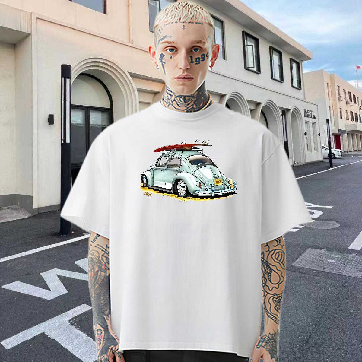 New Arrival T-Shirts for Men car Tops Shirt 230g Cotton Home Outdoor High Quality Skull Short Sleeve Soft Men Tees