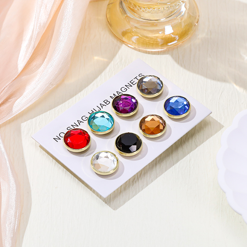 Headscarf fixed glass circular magnetic buckle scarf buckle collar clip magnetic suction buckle brooch scarf shawl 1 piece/8 pairs