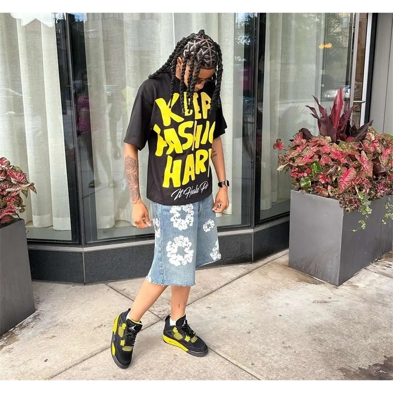 Harajuku high street gothic streetwear y2k top oversized short letter print graphic t shirts korean shirt men clothing 240726