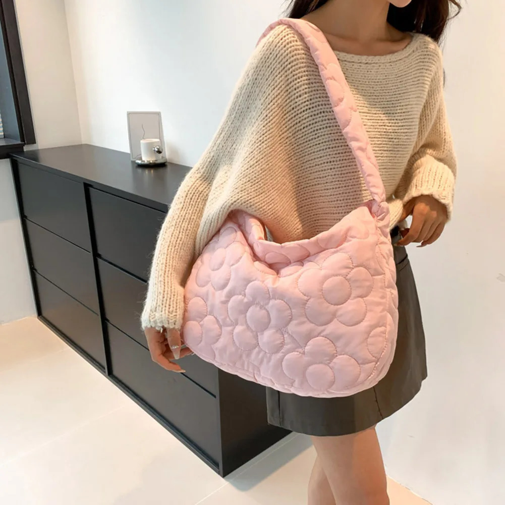 Womens Bag Puffer Tote Fashion Down Padded Shoulder Casual Floral Print Nylon Handbag Purse Quilted Cross Body 250218