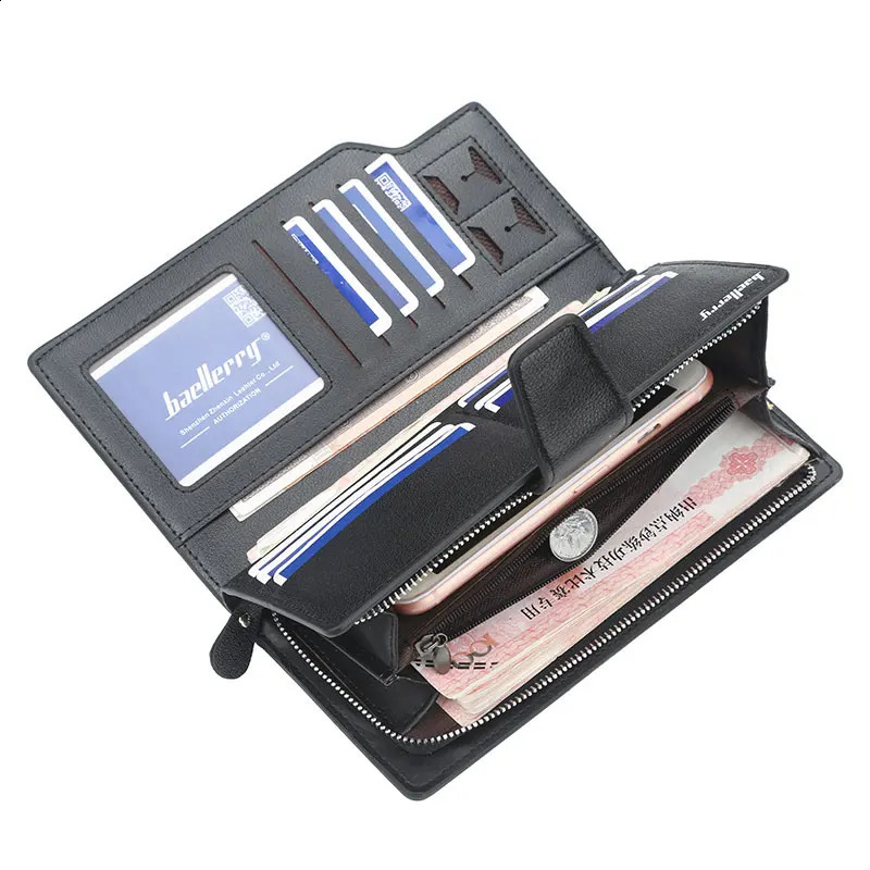 Baellerry Men Wallets Long Style High Quality Card Holder Male Purse Zipper Large Capacity PU Leather Wallet For 240727