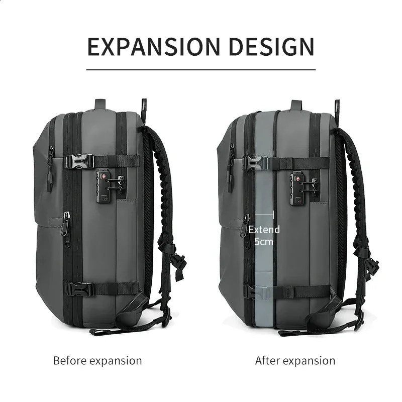 Mens travel backpack vacuum compression 17 inch business laptop large capacity school expansion outdoor hiking 240726