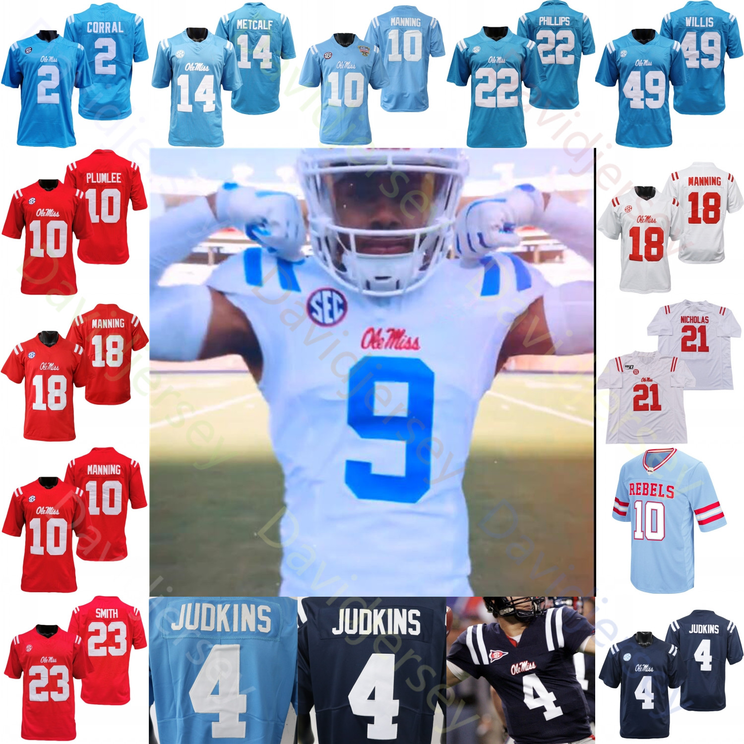 Ole Miss Rebels Football Jersey NCAA College Jaxson Dart Matt Jones Tre Harris III Kam Franklin Austin Simmons Henry Parrish Jr. Thomas Bentley IV Prieskorn