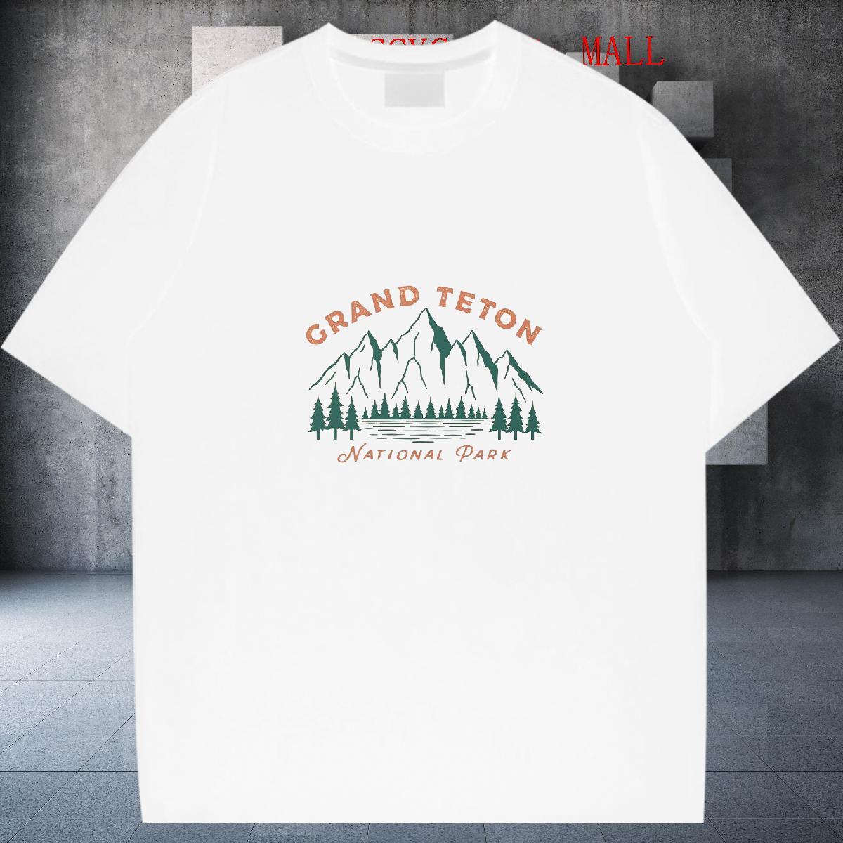 Fashion Designer Mens T Shirts mountains Tops Shirt 230g 100% Cotton Sport Cool DIY Breathable Crew Neck Tshirt for Man Woman