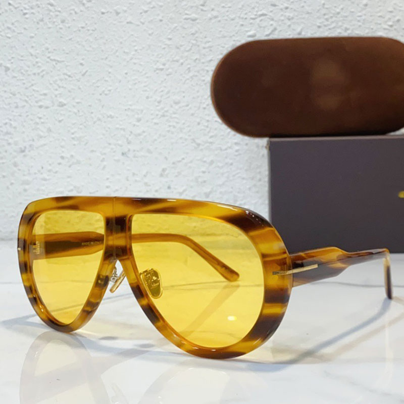 25ss Outdoor Rectangular TROY SUNGLASSES Pilot Designer 0836 Men Women Havana ACETATE Rectangular Frame Leisure Holiday Beach Sunglasses with Box