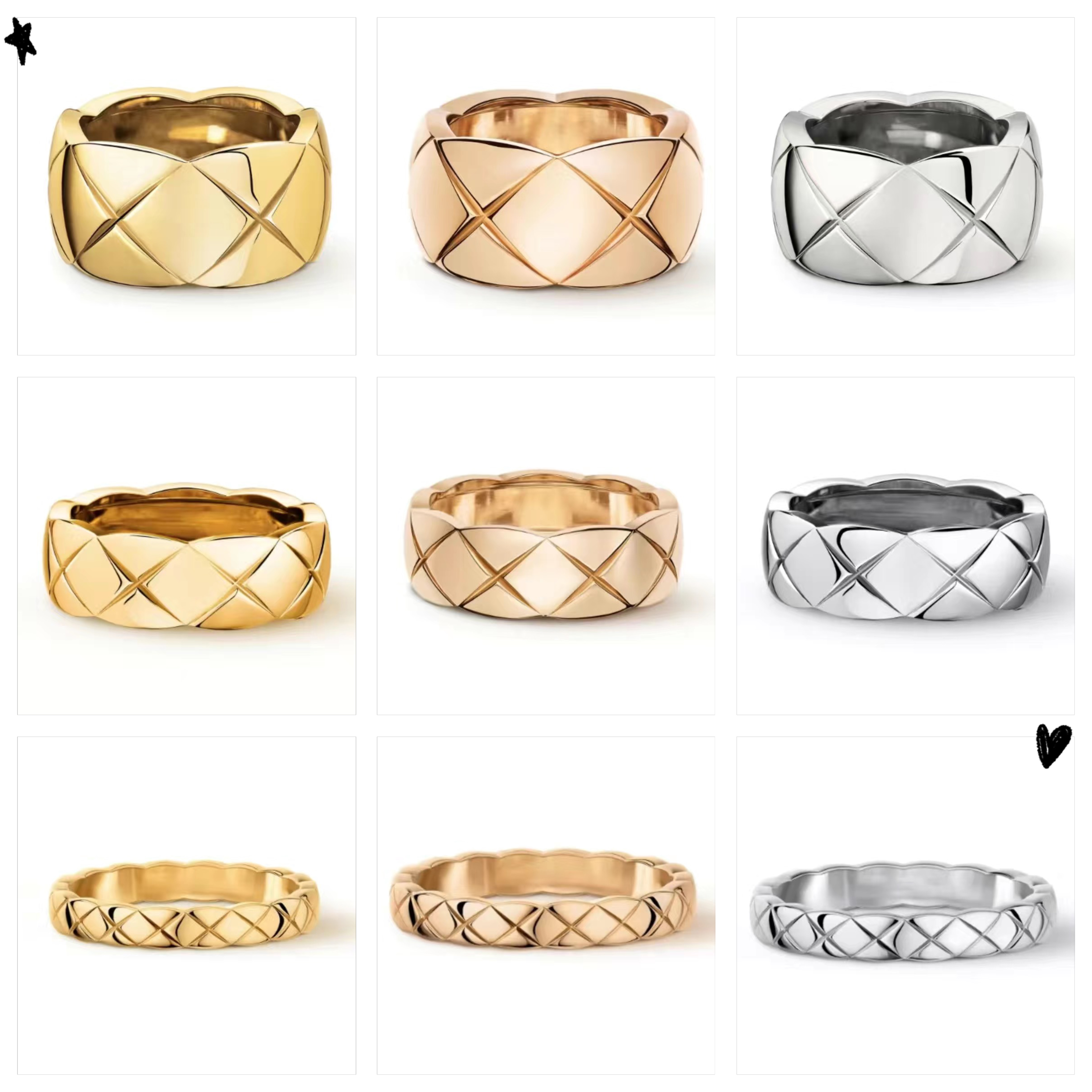 High quality 925 Silver Crush Rings Gold Embossed Rhomboid Diamonds Ring Motif Quilted Pattern Lends Graphic Shapes Original Collection Never Fade Women Jewel Gift