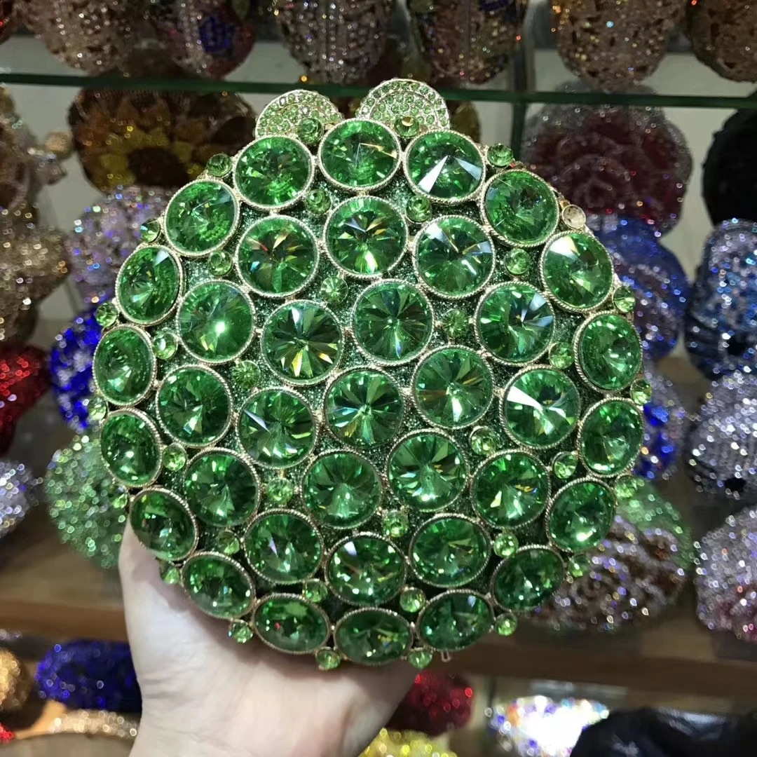 Women Light PurpleBlackGreenPink Color Big Stones Evening Clutch Bags Bridal Rhinestone Purse Party Handbags Minaudiere Bag 240727