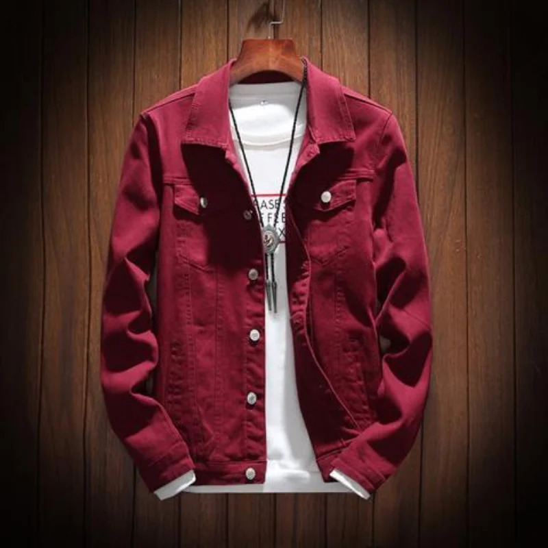 Denim jacket mens spring and autumn cotton student long sleeved jeans casual fashion street wear solid color 240921