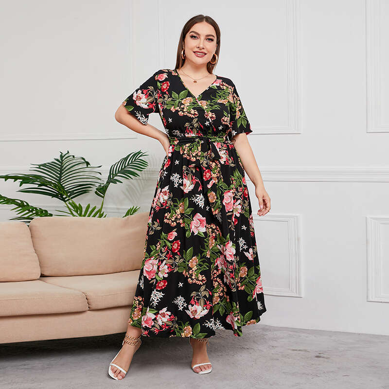 Hot Selling Art Fantasy Oversized Dress in the United States Short Sleeved Chiffon Long Dress Weighing 200 Pounds Can Be Worn Denim Dress Oversize Dre