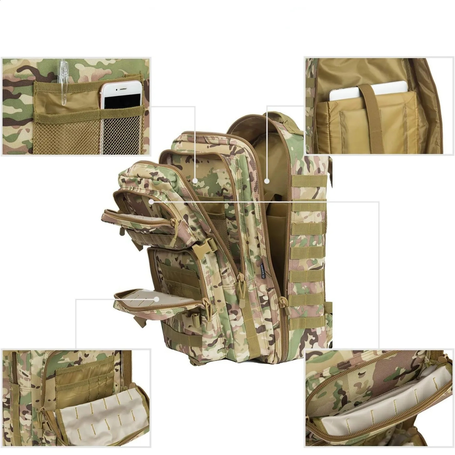 Outdoor hiking bag camouflage tactical horseback riding backpack equipment camping womens 240726