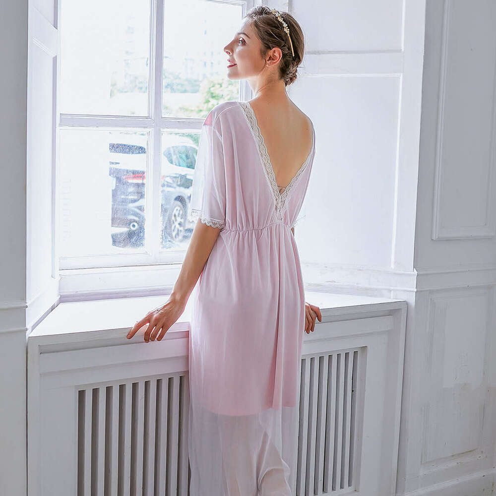 American Victorian style oversized home clothing chubby mm mesh lace dress pajama dress