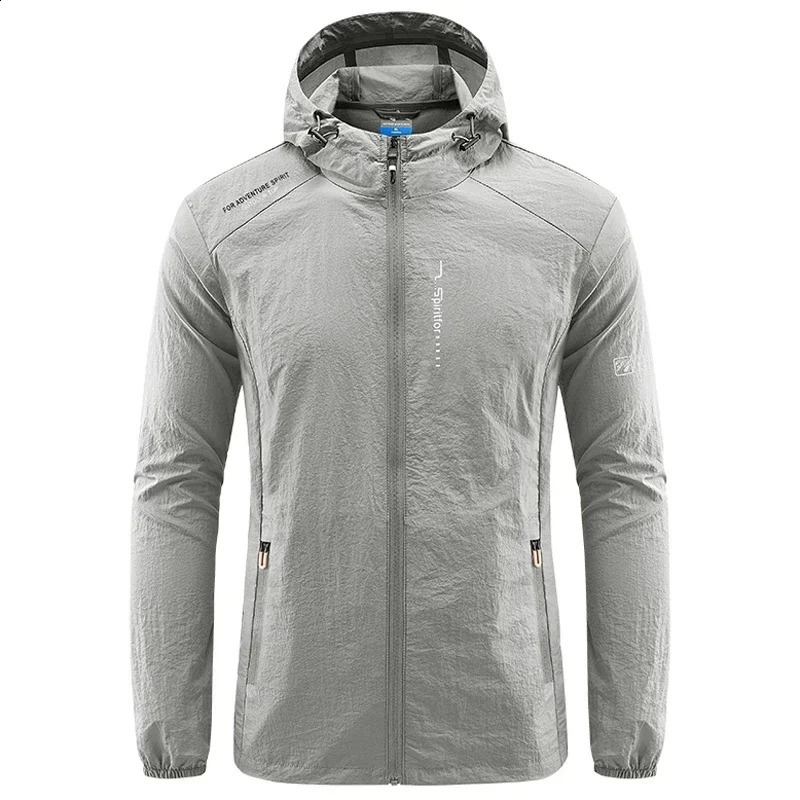 Summer outdoor quick drying thin jacket for men hiking fishing cycling hooded gym sports windproof ultra light 240812