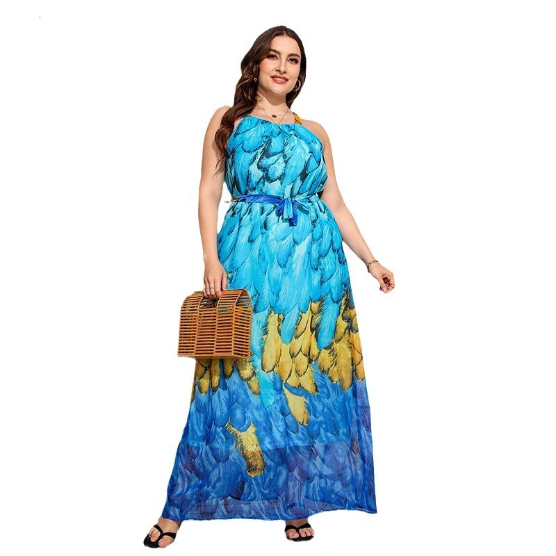 French seaside vacation long dress, oversized beach skirt, bohemian chubby mm loose fitting tall dress for women F727#56 b6cda5