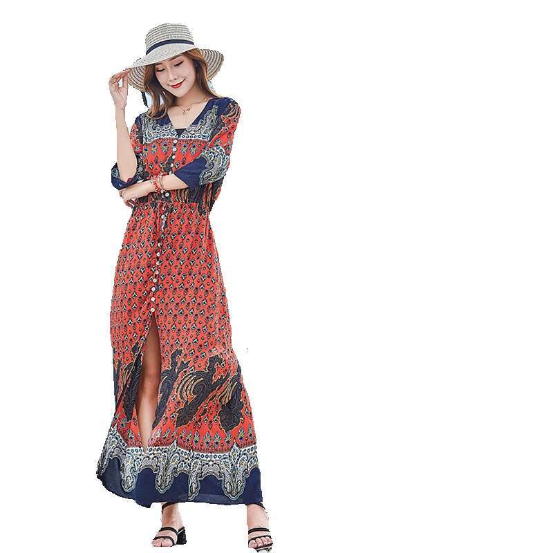 Plus Size Dress Shawl Cardigan Thailand Tourism Vacation Beach Skirt Long Skirt Long Summer Dress Self-cultivation Short Lace Dress Oversize Dress
