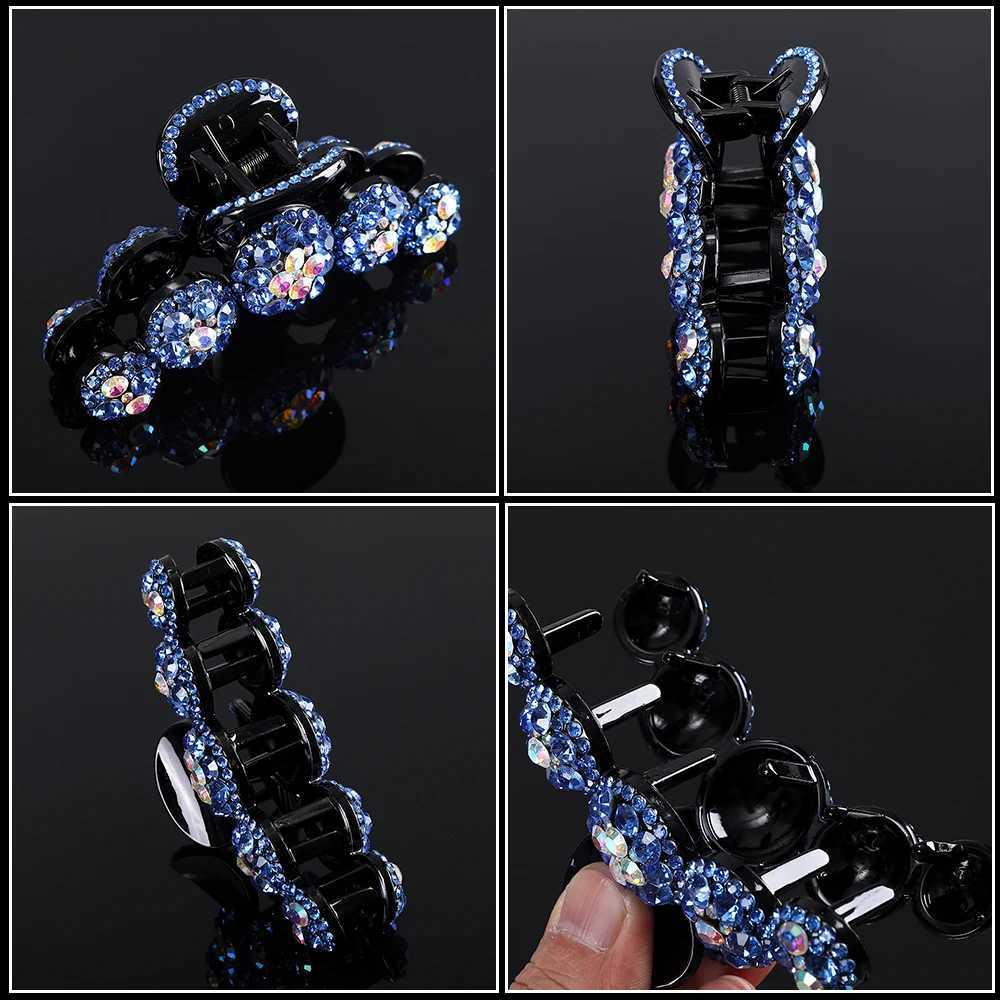 AWAYTR Big Rhinestone Hair Claws Crab Hairpins Crystal Hair Clips Barrettes Ponytail Women Hair Accessories Ornaments HairgripL240727