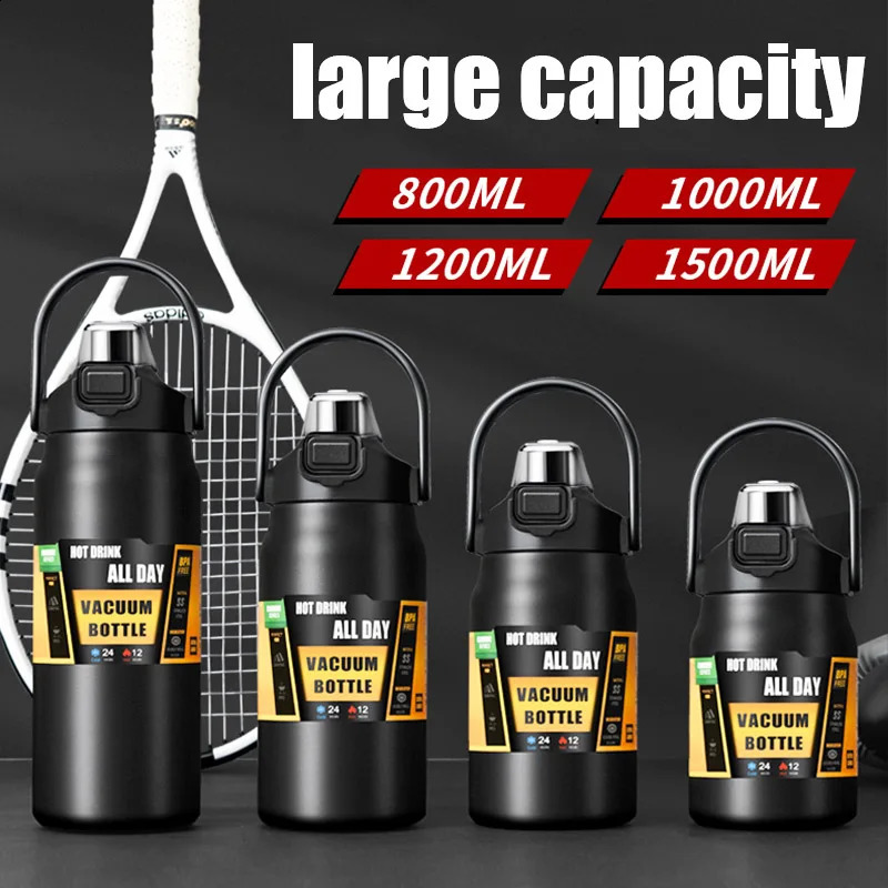 1500ML Stainless Steel Thermo Bottle Portable Thermos Large Capacity Water Tumbler Thermoses Outdoor Vacuum Flasks 240727