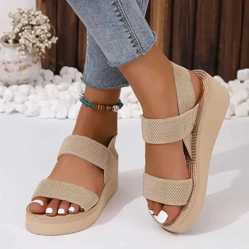 High Quality Womens fashion trend anti-slip wear-resistant pure black belt soft soled high-heeled sandals shoes for women T241227