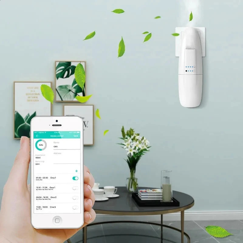 Smart aromatic oil diffuser Bluetooth application control plug-in Wall mounted aromatherapy machine Home office air freshener 240716