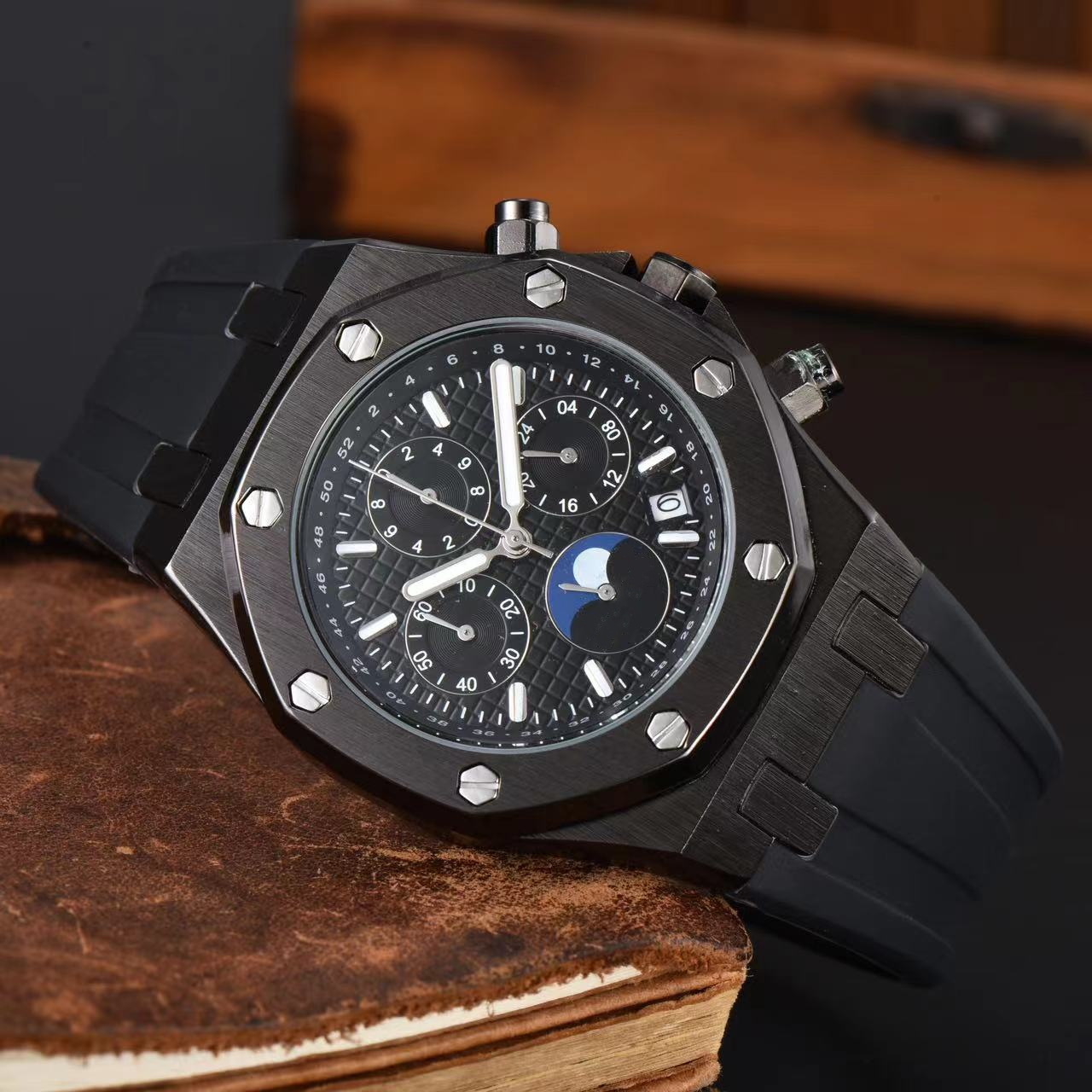 SWISS Brand AIP Multifunctional Chronograph Watches All dials hands work Designer Movement Man Watch Silicone Strap Automatic Quartz Wristwatch Montre Relojes