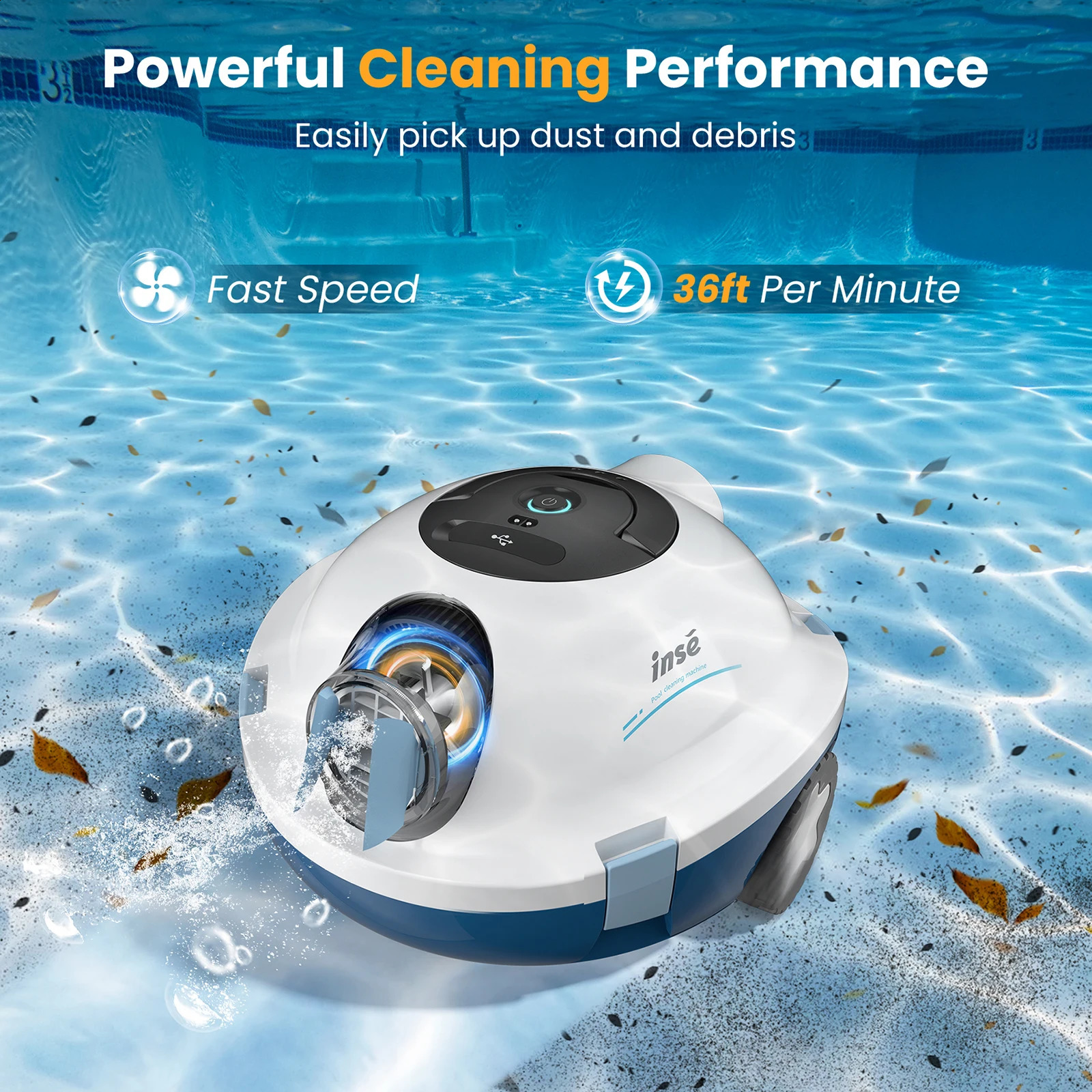 INSE Y10 Automatic Cordless Robotic Pool Cleaner90 Min RuntimeSelf-Parkingfor Flat Above/In-Ground Pool up to 65 Feet/1100 Sq 240718