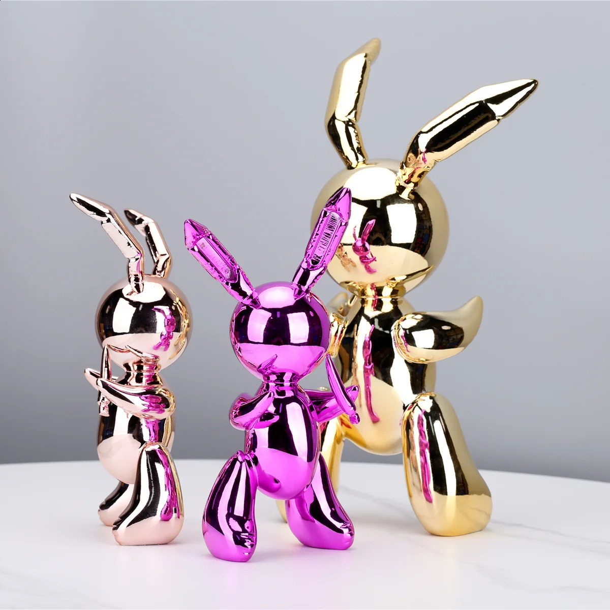 Cute Balloon Rabbit Statue Resin Sculpture Animal Figures Home Decor Modern Nordic Home Decoration Accessories for Living Room 240717
