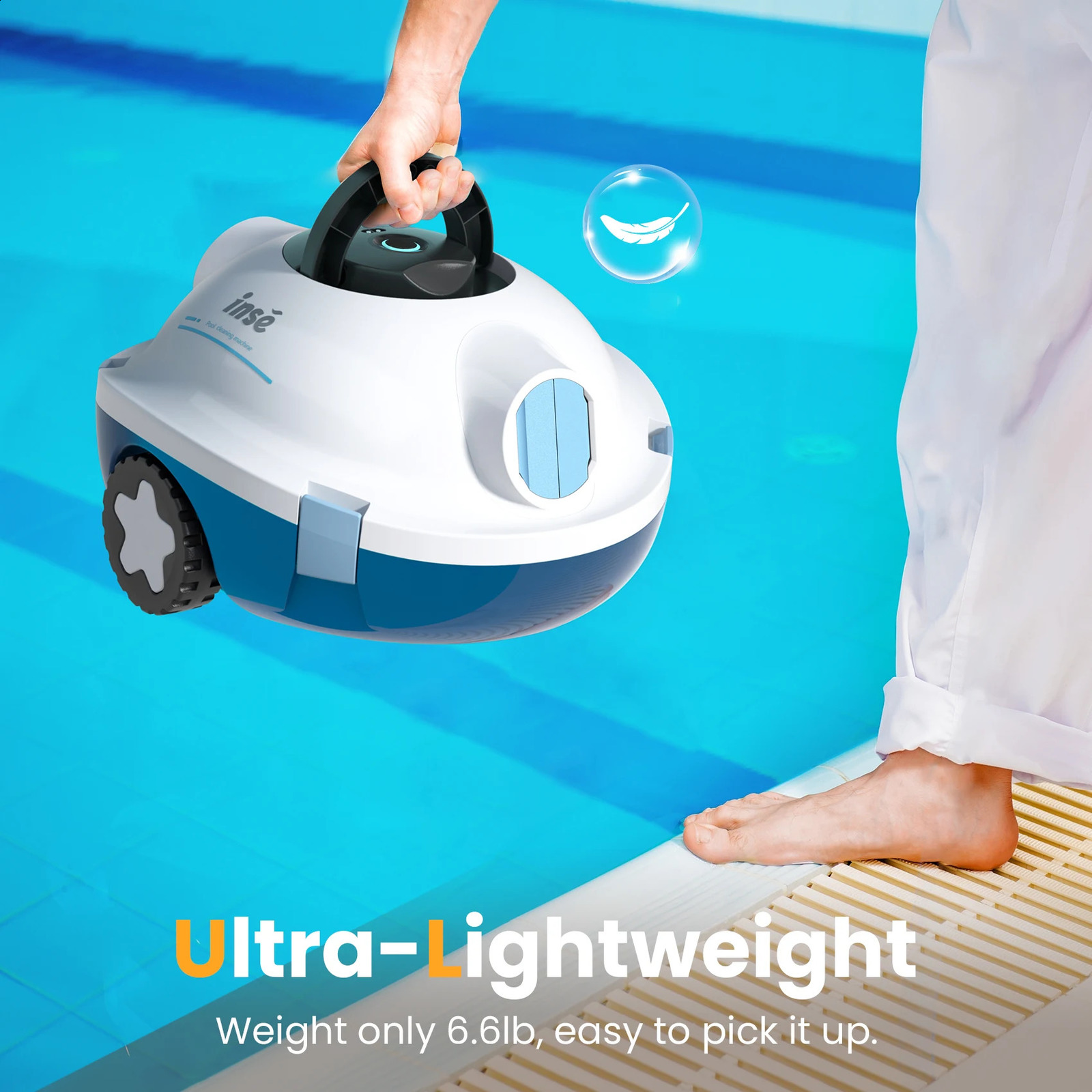 INSE Y10 Automatic Cordless Robotic Pool Cleaner90 Min RuntimeSelf-Parkingfor Flat Above/In-Ground Pool up to 65 Feet/1100 Sq 240718
