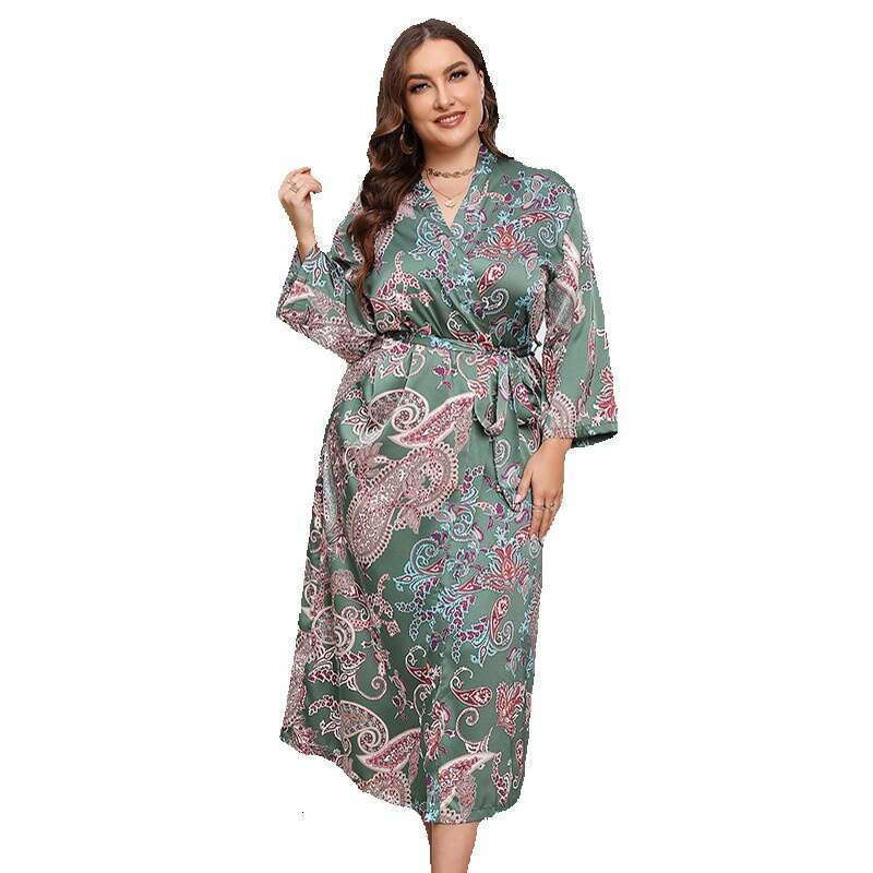 New Hot Selling Large Size Dragon Phoenix Section Imitation Silk Womens Nightgown Colored Ding Home Clothing Can be Outworn