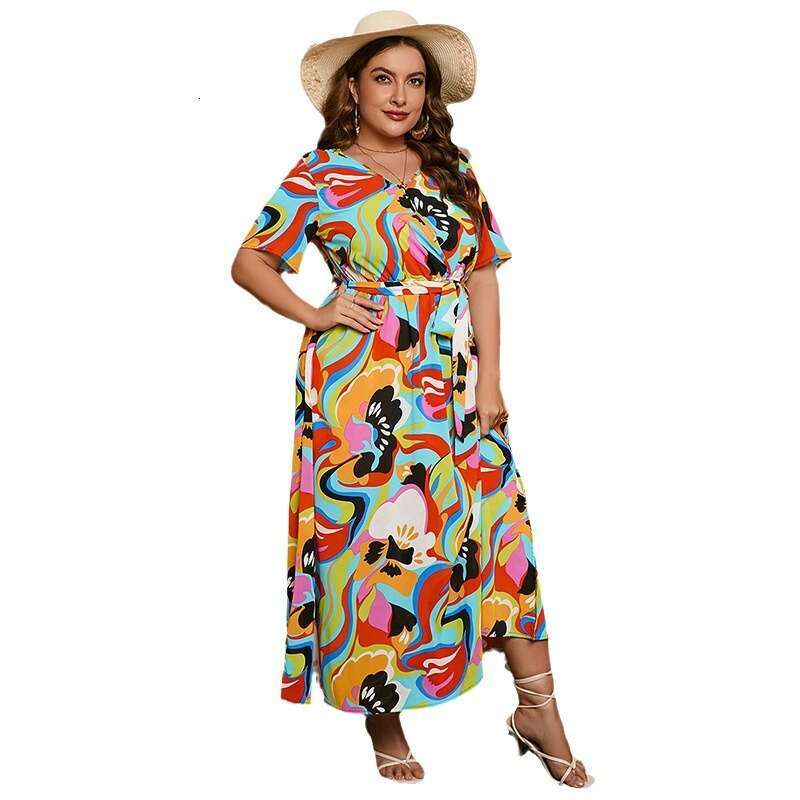 Hot Selling Art Fantasy Oversized Dress in the United States Short Sleeved Chiffon Long Dress Weighing 200 Pounds Can Be Worn Denim Dress Oversize Dre