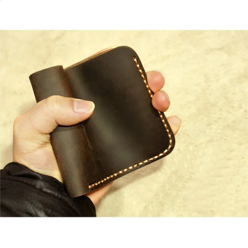 Fashion Genuine Leather Mens Wallet Retro Handmade for Men Durable Real Purse Coin 240727
