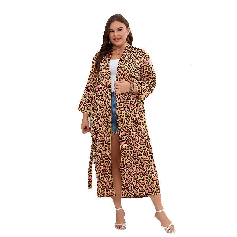 Longfeng Forging Large Sunscreen Shawl Sleeping Robe Home Clothes Vacation Jacket 200kg Can Wear Leopard Pattern Extended Top