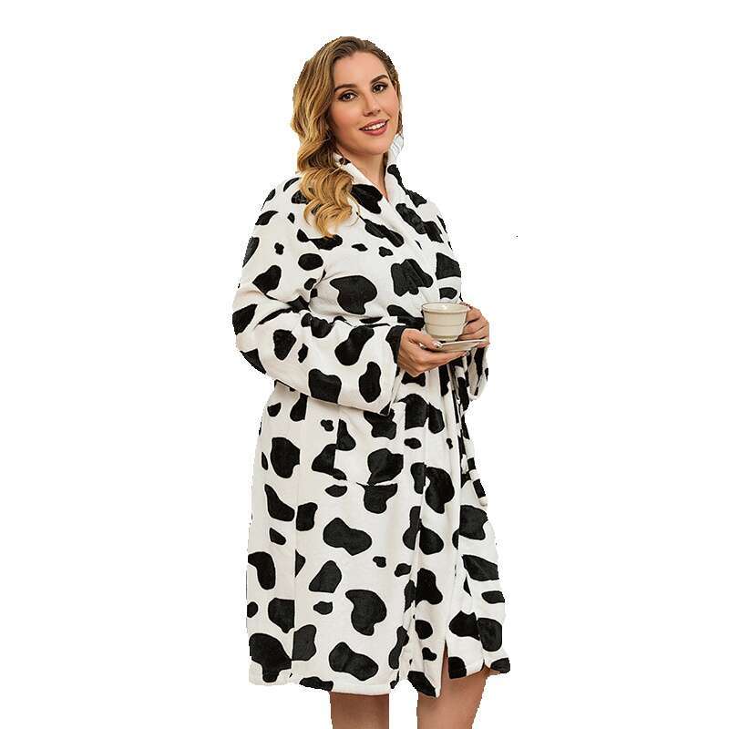 Warm pajamas women in autumn and winter thickened flannel oversized casual womens home clothing weighing 200 pounds suitable for chubby sisters to wea