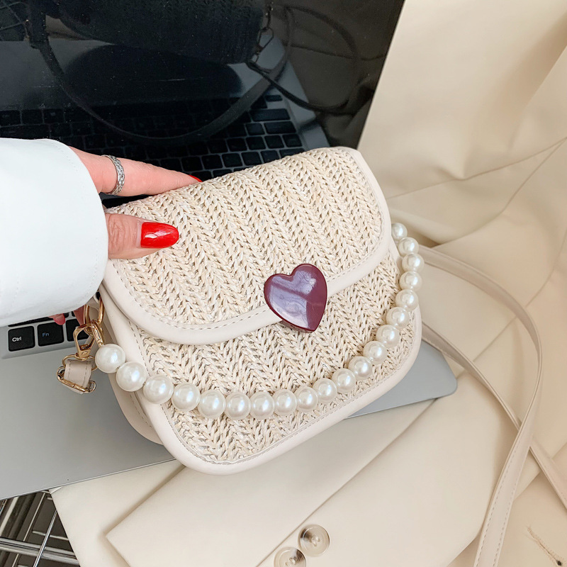 2023 Spring New Women's Straw Fashion Trend Pearl Handbag Trendy Versatile Single Cross Shoulder Small Square Bag H727#33 ddmy 71ba
