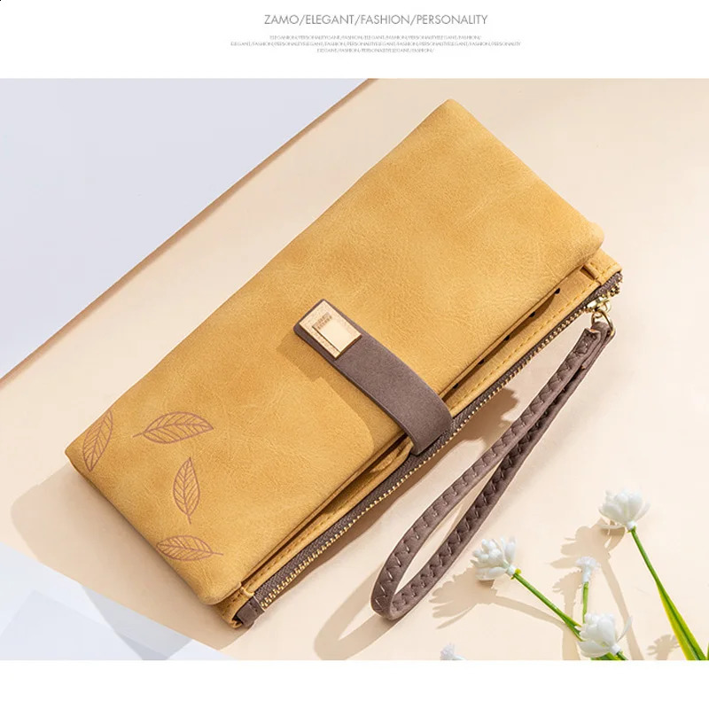 Wristband Long Clutch Wallet Women Soft Leather Card Holder Zipper Cell Phone Pocket Large Capacity Purse Carteras 240727