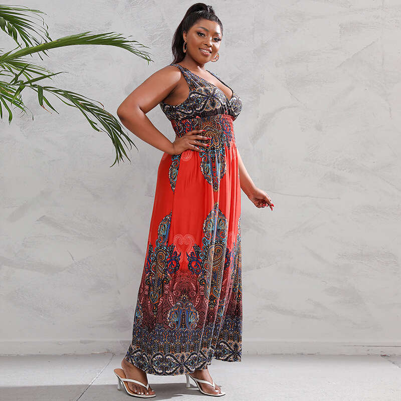 Business Affairs Hot Selling Bohemian Pellis Oversized Dress Ethnic Style Seaside Beach Vacation Dress Fishtail Dress Sexy Dress Temperament Short Den