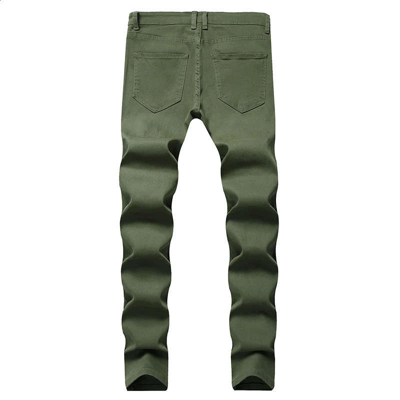 2024 Boys Destroyed Distressed Khaki Black Jean White Ripped Jeans Summer Mens Fashion Slim Skinny Stretch Denim Pants 240816