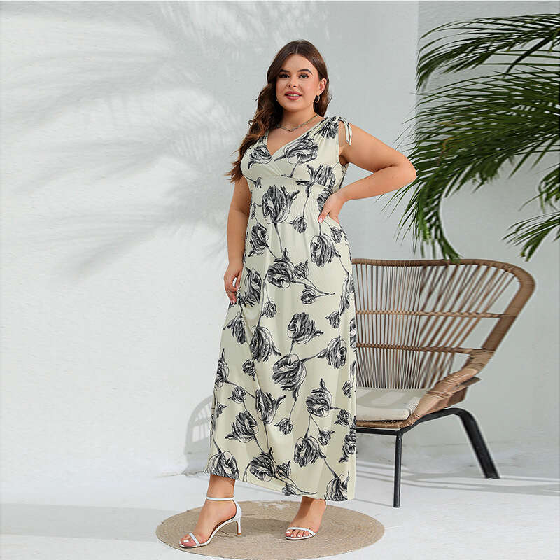 Hot Selling 2024 New Elegant and Stylish Oversized Dress in the United States Sleeveless Chubby Mm Long Dress Weighing 200 Pounds Can Be Worn Lace Dre