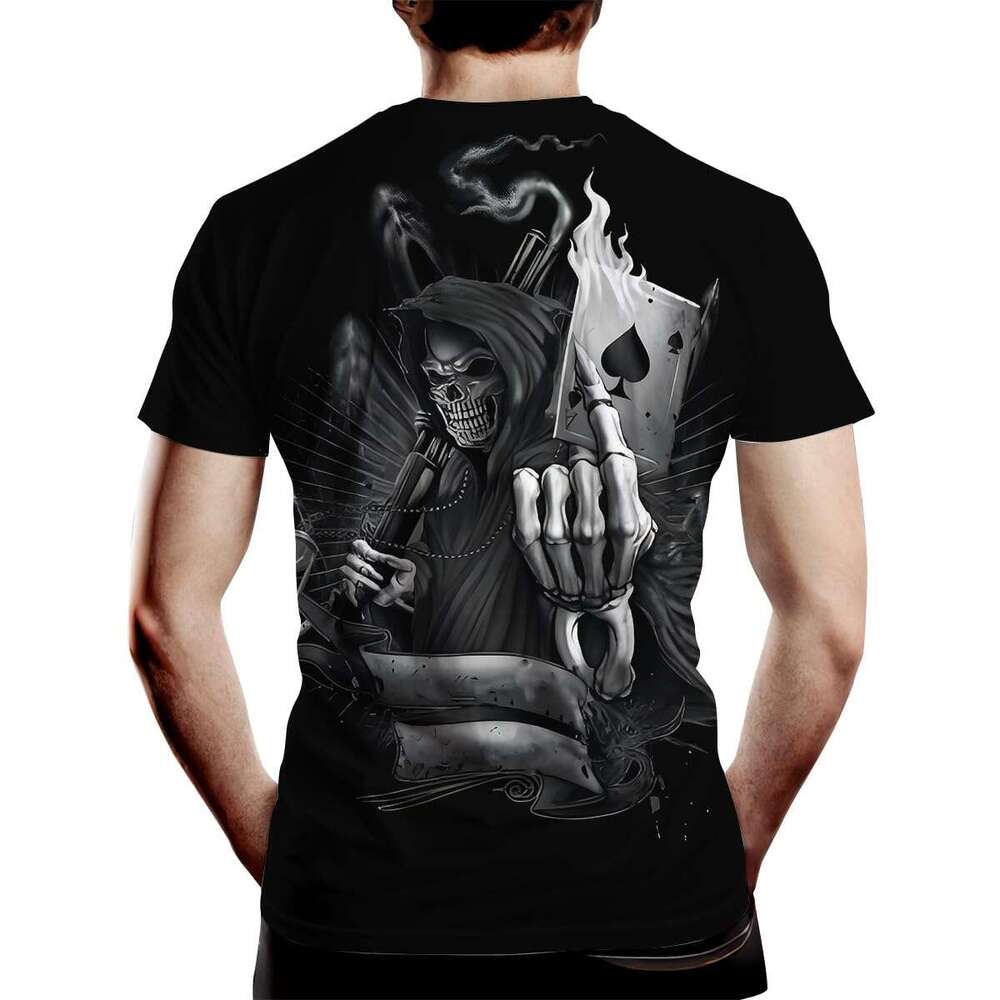 Halloween T Shirts Mens 3D Poker Skull Graphic Tees Short Sleeve T-Shirt Pattern Vintage Funny Casual Shirt tops Summer clothes tshirt 2025