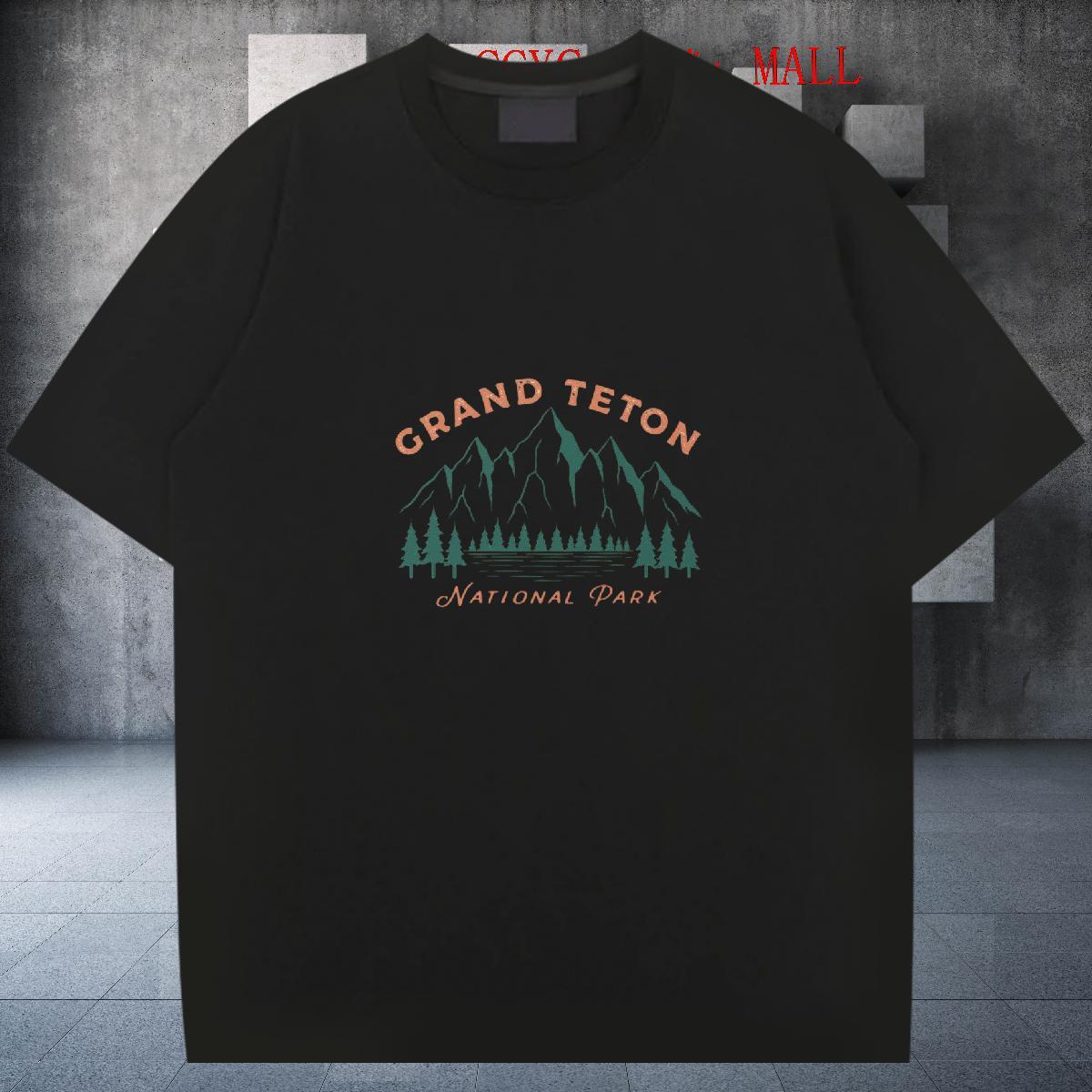 Fashion Designer Mens T Shirts mountains Tops Shirt 230g 100% Cotton Sport Cool DIY Breathable Crew Neck Tshirt for Man Woman