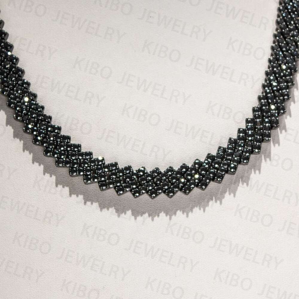 Iced Out Hip Hop Cuban Link Chains Custom Jewelry Real 925 Sterling Silver Black Moissanite Diamond Cuban Chain