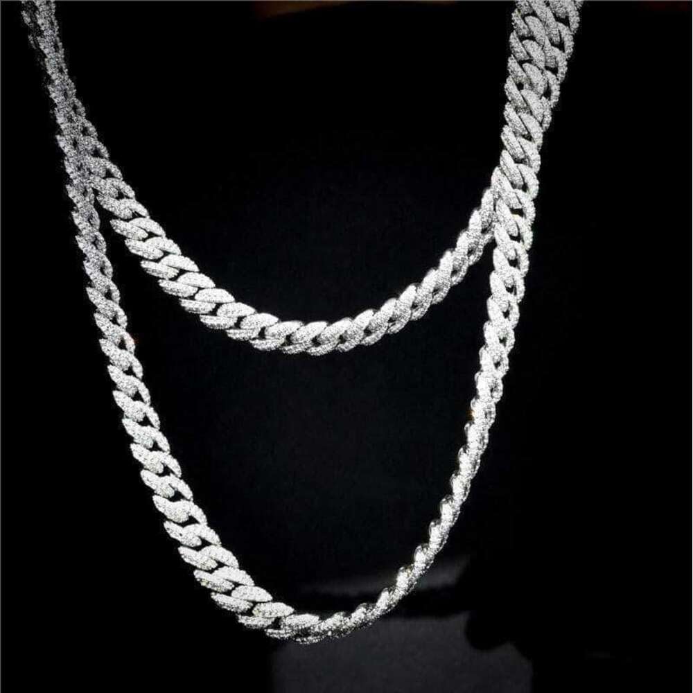 Custom Sterling 925 Silver Hip Hop 20mm Cuban Chain Moissanite Diamond Iced Out Necklace