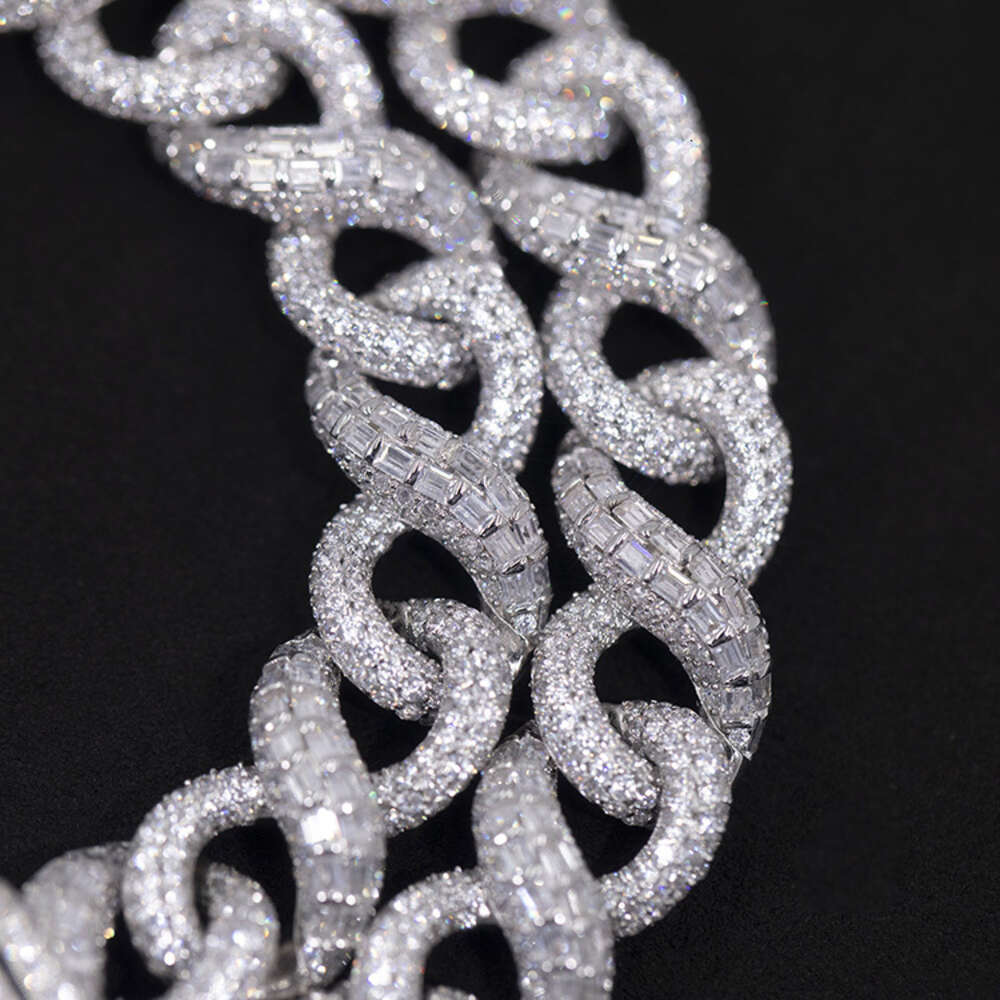 with Gra Customized Fashion Chain Gold Plated Sterling Silver Vvs Moissanite Diamond Iced Out Cuban Chain Links for Rapper Gift