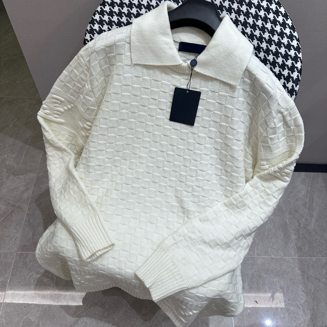 luxury brand Mens Sweaters Designers Polo Whole body checkered pattern For Autumn Winter Long Sleeve Designer Knitted Embroidered Sweaters Women loose Sweatshirt
