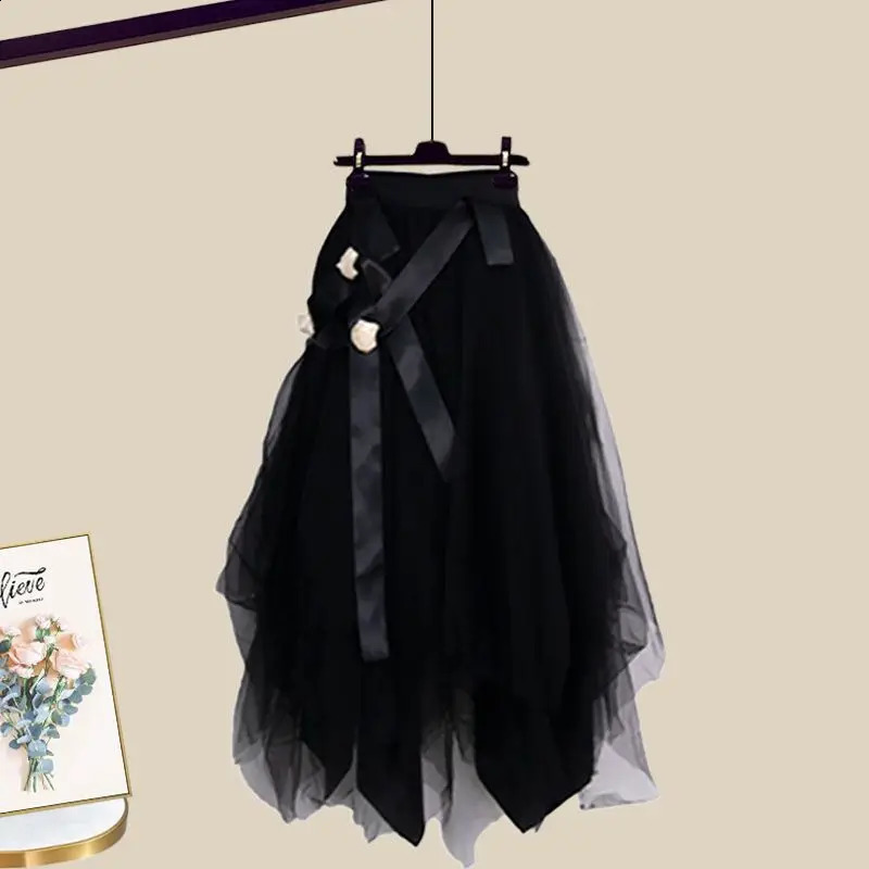 SpringSummer Set Womens Korean Fashion Butterfly Shirt Half Age Skirt Elegant Two Piece 240810