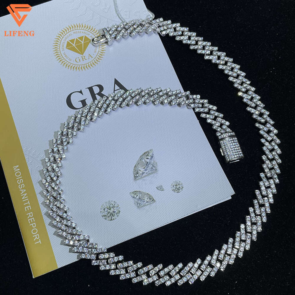 Fashion Style Hip Hop Chain Cuban 925 Silver Ice Out d Color Vvs Moissanite Diamond Cuban Link Chain